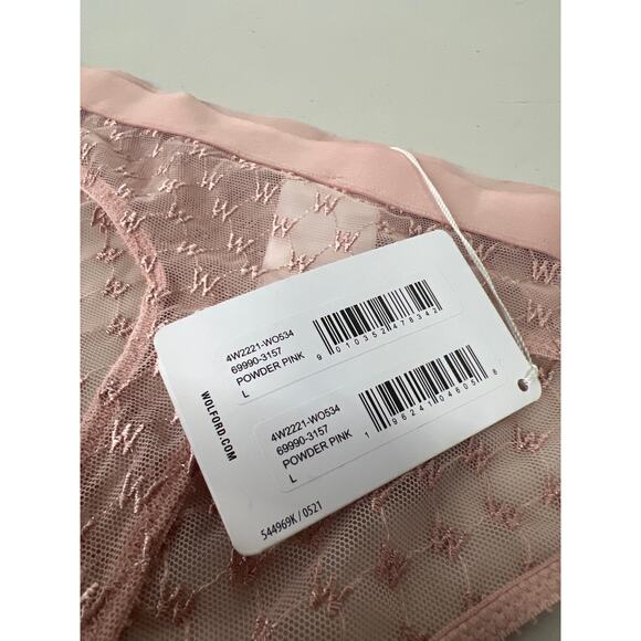 new nwt Wolford Sz L Large pink sheer logo string thong panty underwear light - Picture 3 of 4